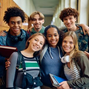 happy high school students